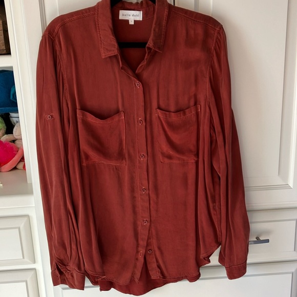 Anthropologie size large rayon blend button down top.  Rust color. - Picture 1 of 6